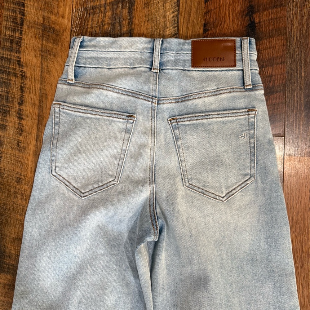 Hidden Jeans Light Wash High Rise Wide Leg Raw Hem Jeans 25 - Picture 10 of 10